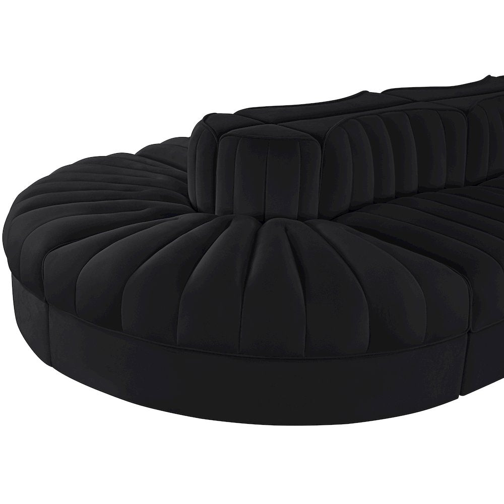 Rummi Black Velvet Performance Fabric Upholstered 8pc. Modular Sectional