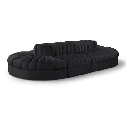 Rummi Black Velvet Performance Fabric Upholstered 8pc. Modular Sectional