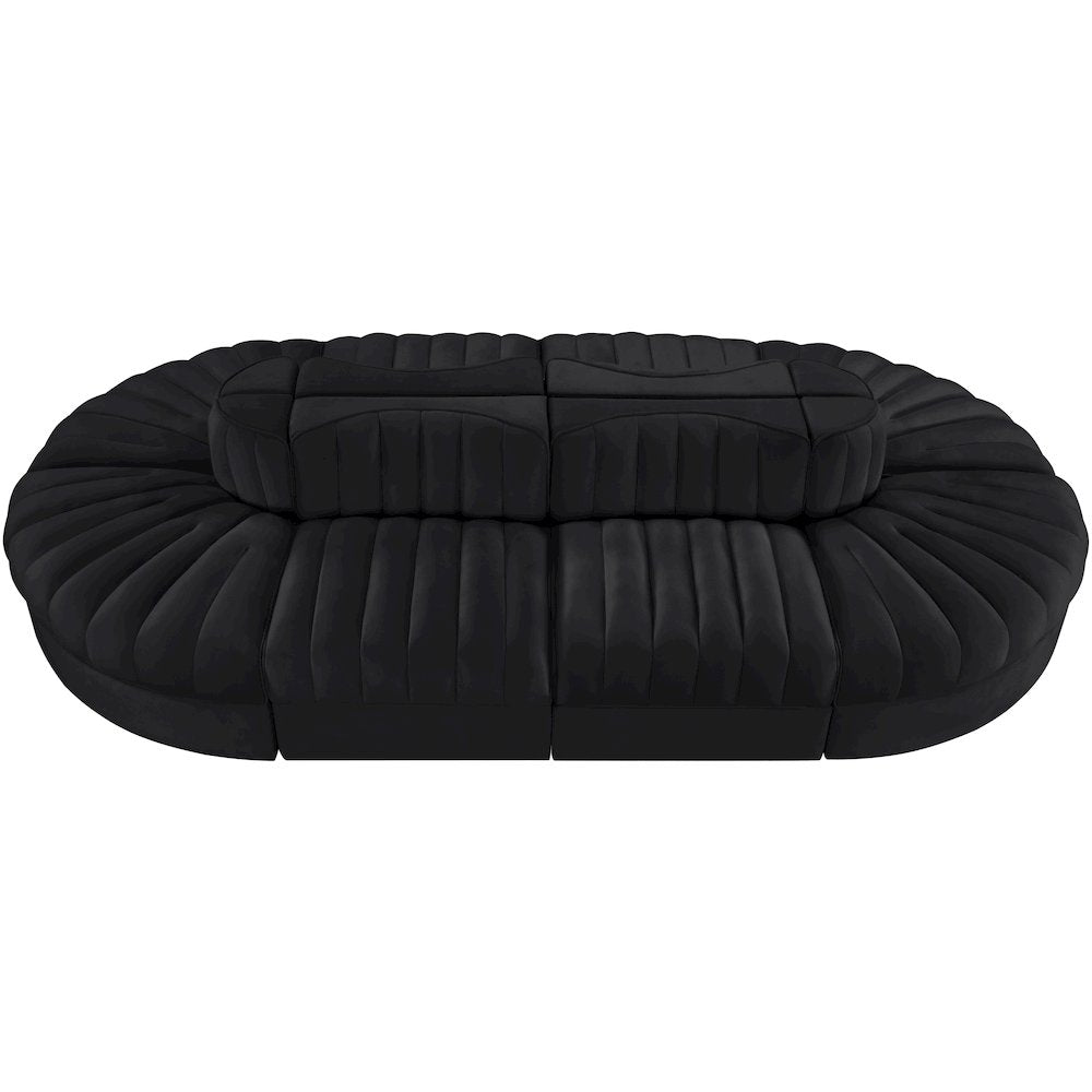 Rummi Black Velvet Performance Fabric Upholstered 8pc. Modular Sectional
