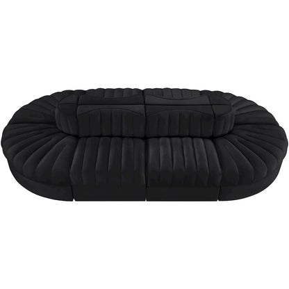 Rummi Black Velvet Performance Fabric Upholstered 8pc. Modular Sectional