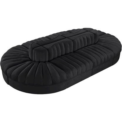 Rummi Black Velvet Performance Fabric Upholstered 8pc. Modular Sectional