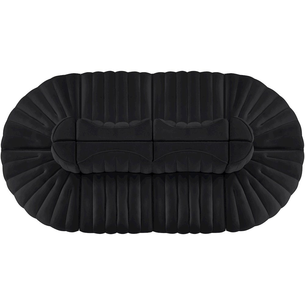 Rummi Black Velvet Performance Fabric Upholstered 8pc. Modular Sectional