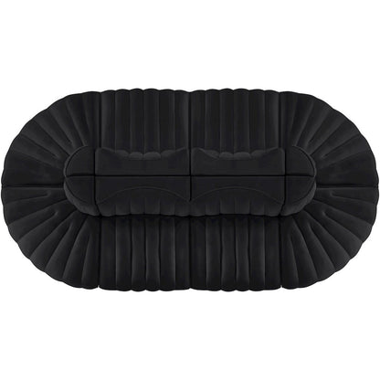 Rummi Black Velvet Performance Fabric Upholstered 8pc. Modular Sectional