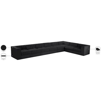 Rummi Black Velvet Performance Fabric Upholstered 8pc. Modular Sectional