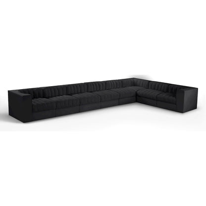 Rummi Black Velvet Performance Fabric Upholstered 8pc. Modular Sectional