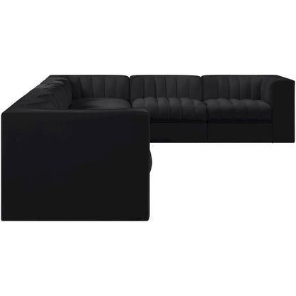 Rummi Black Velvet Performance Fabric Upholstered 8pc. Modular Sectional