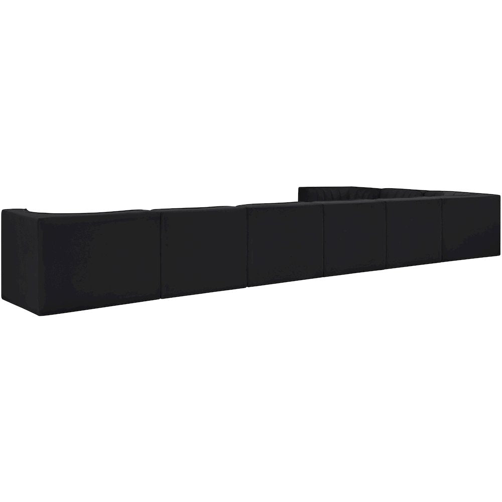 Rummi Black Velvet Performance Fabric Upholstered 8pc. Modular Sectional