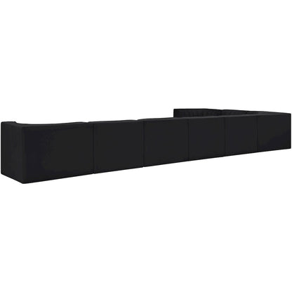 Rummi Black Velvet Performance Fabric Upholstered 8pc. Modular Sectional