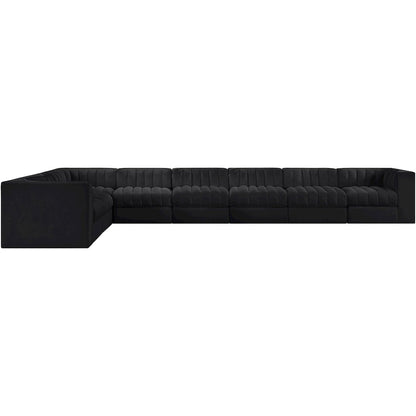 Rummi Black Velvet Performance Fabric Upholstered 8pc. Modular Sectional