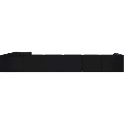 Rummi Black Velvet Performance Fabric Upholstered 8pc. Modular Sectional