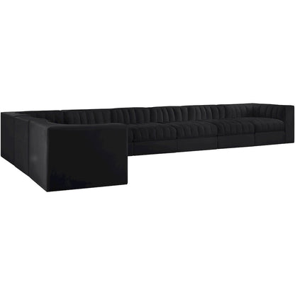Rummi Black Velvet Performance Fabric Upholstered 8pc. Modular Sectional