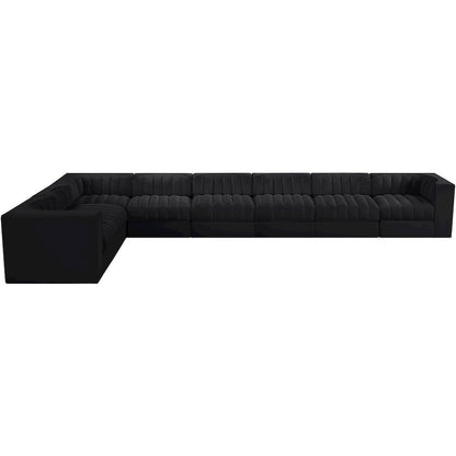 Rummi Black Velvet Performance Fabric Upholstered 8pc. Modular Sectional