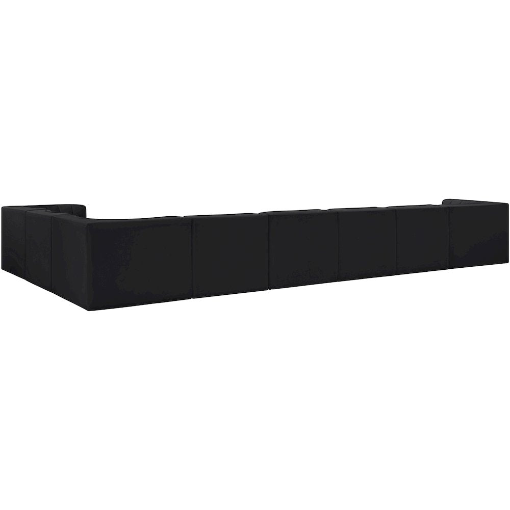 Rummi Black Velvet Performance Fabric Upholstered 8pc. Modular Sectional