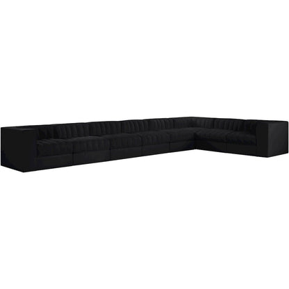 Rummi Black Velvet Performance Fabric Upholstered 8pc. Modular Sectional