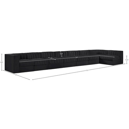 Rummi Black Velvet Performance Fabric Upholstered 8pc. Modular Sectional