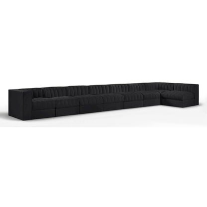 Rummi Black Velvet Performance Fabric Upholstered 8pc. Modular Sectional