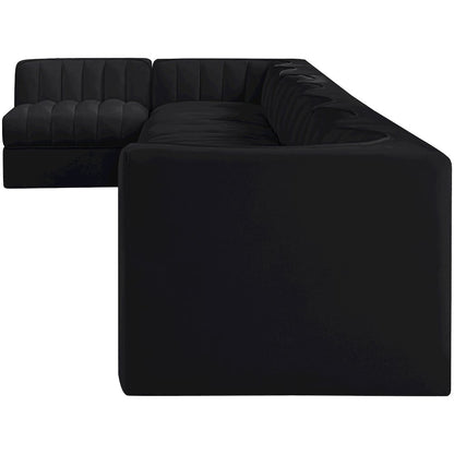 Rummi Black Velvet Performance Fabric Upholstered 8pc. Modular Sectional