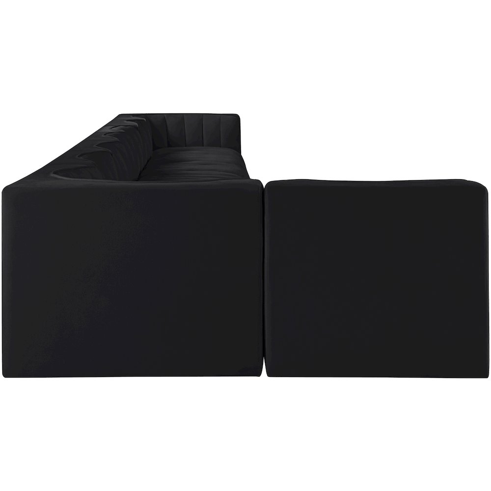Rummi Black Velvet Performance Fabric Upholstered 8pc. Modular Sectional