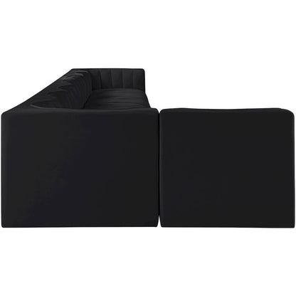 Rummi Black Velvet Performance Fabric Upholstered 8pc. Modular Sectional