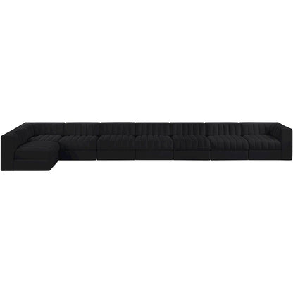 Rummi Black Velvet Performance Fabric Upholstered 8pc. Modular Sectional