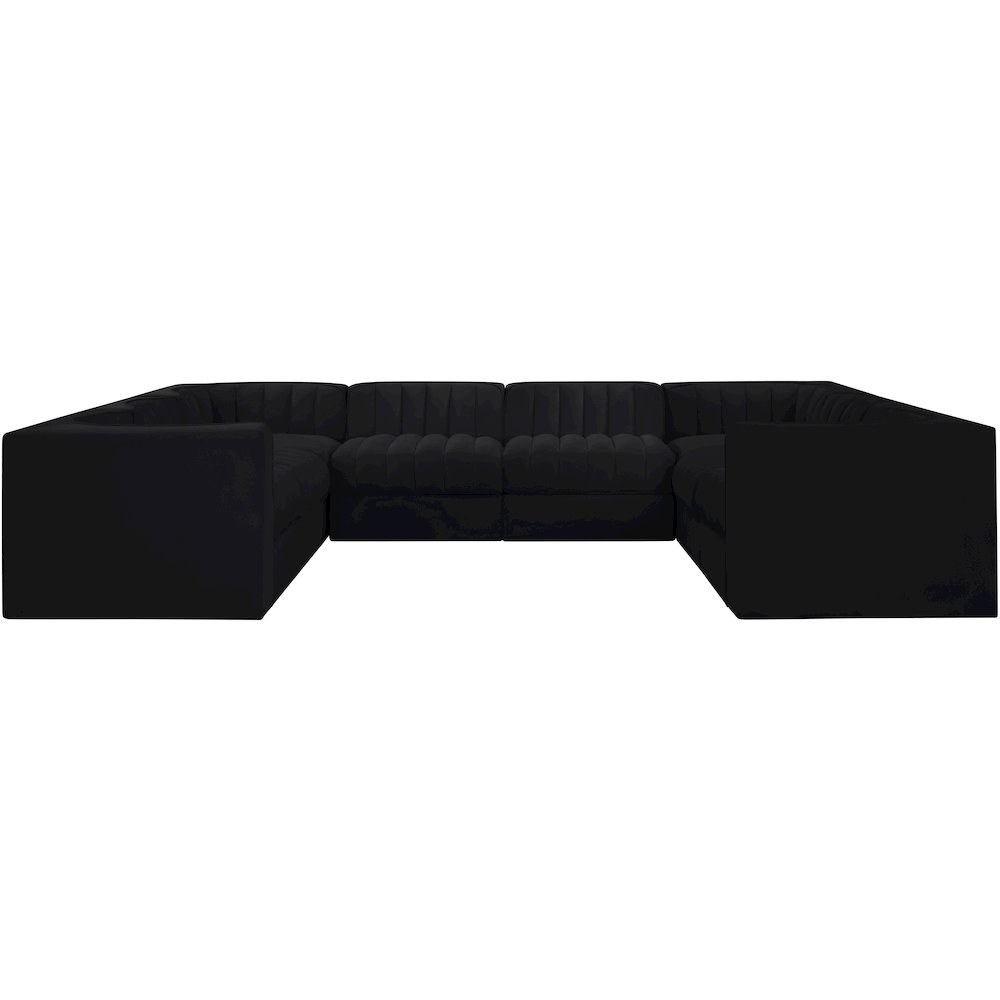 Rummi Black Velvet Performance Fabric Upholstered 8pc.Modular Sectional