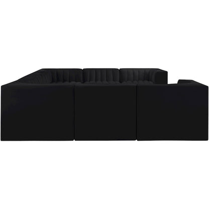 Rummi Black Velvet Performance Fabric Upholstered 8pc.Modular Sectional