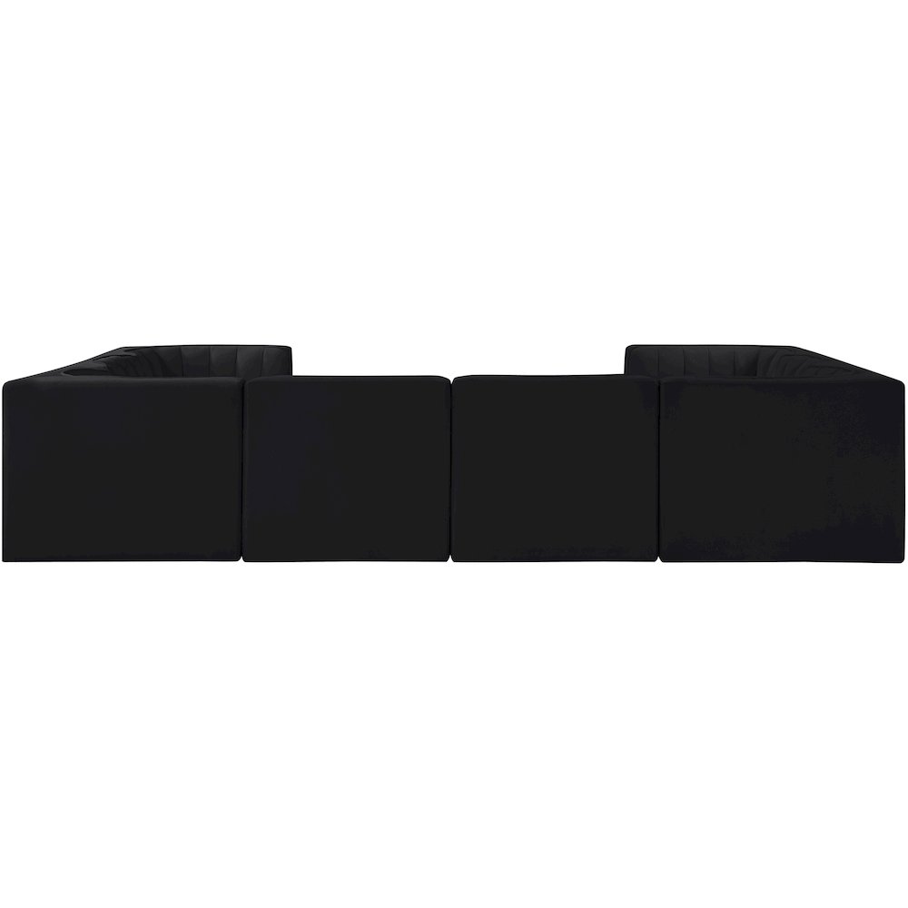 Rummi Black Velvet Performance Fabric Upholstered 8pc.Modular Sectional