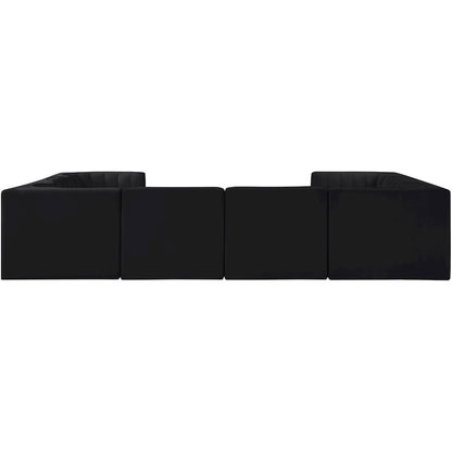Rummi Black Velvet Performance Fabric Upholstered 8pc.Modular Sectional