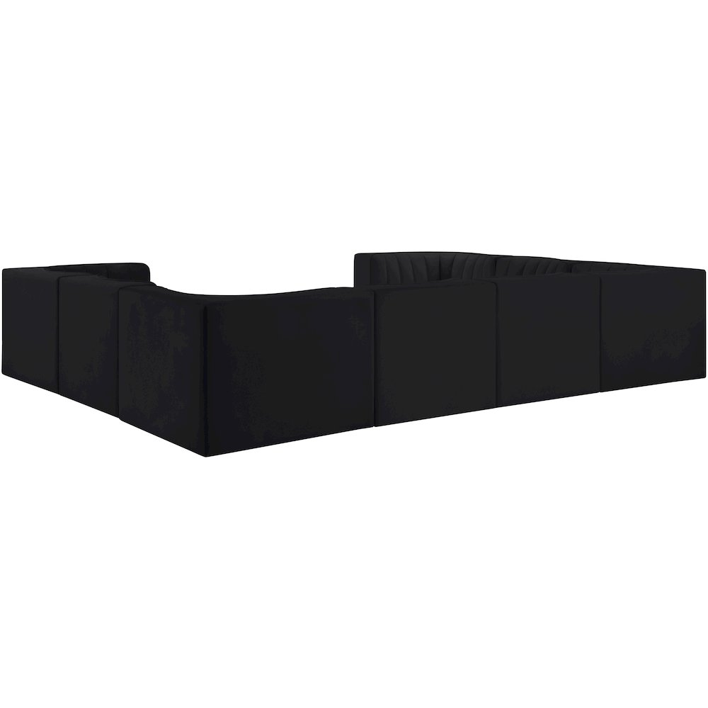 Rummi Black Velvet Performance Fabric Upholstered 8pc.Modular Sectional