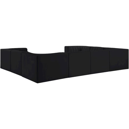 Rummi Black Velvet Performance Fabric Upholstered 8pc.Modular Sectional