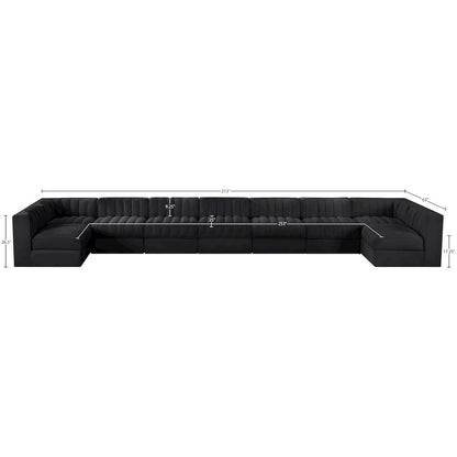 Rummi Black Velvet Performance Fabric Upholstered 9pc. Modular Sectional