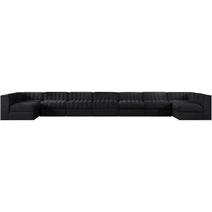Rummi Black Velvet Performance Fabric Upholstered 9pc. Modular Sectional
