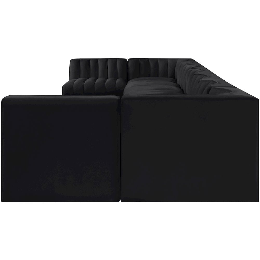 Rummi Black Velvet Performance Fabric Upholstered 9pc. Modular Sectional