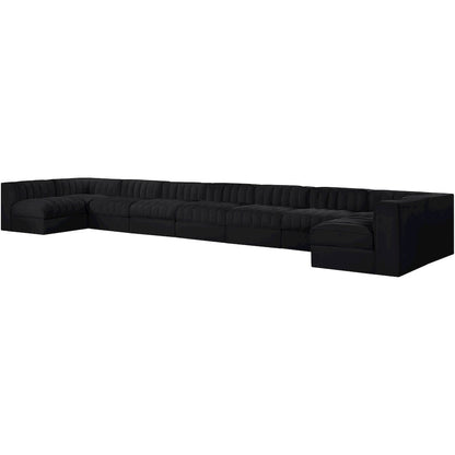 Rummi Black Velvet Performance Fabric Upholstered 9pc. Modular Sectional
