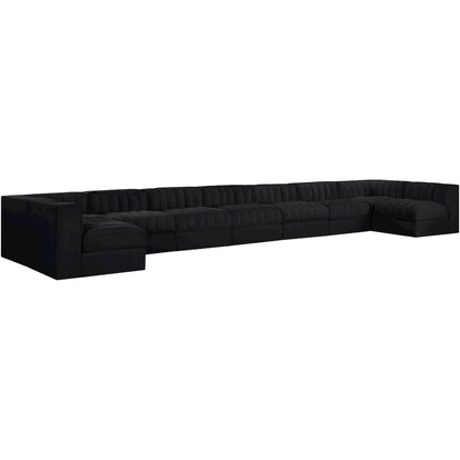 Rummi Black Velvet Performance Fabric Upholstered 9pc. Modular Sectional