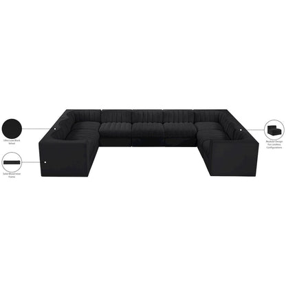 Rummi Black Velvet Performance Fabric Upholstered 9pc. Modular Sectional