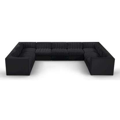 Rummi Black Velvet Performance Fabric Upholstered 9pc. Modular Sectional