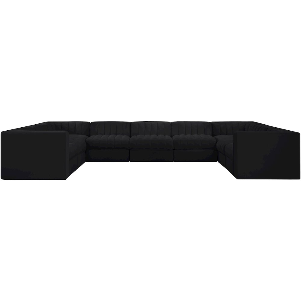 Rummi Black Velvet Performance Fabric Upholstered 9pc. Modular Sectional