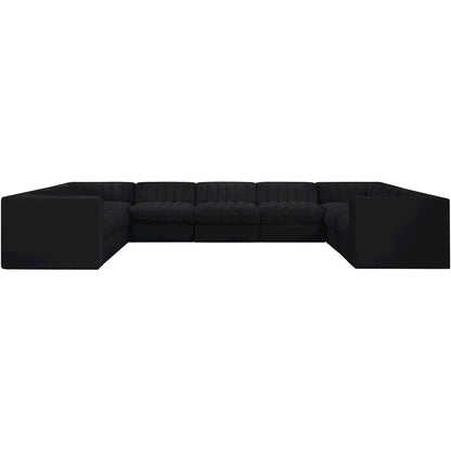 Rummi Black Velvet Performance Fabric Upholstered 9pc. Modular Sectional