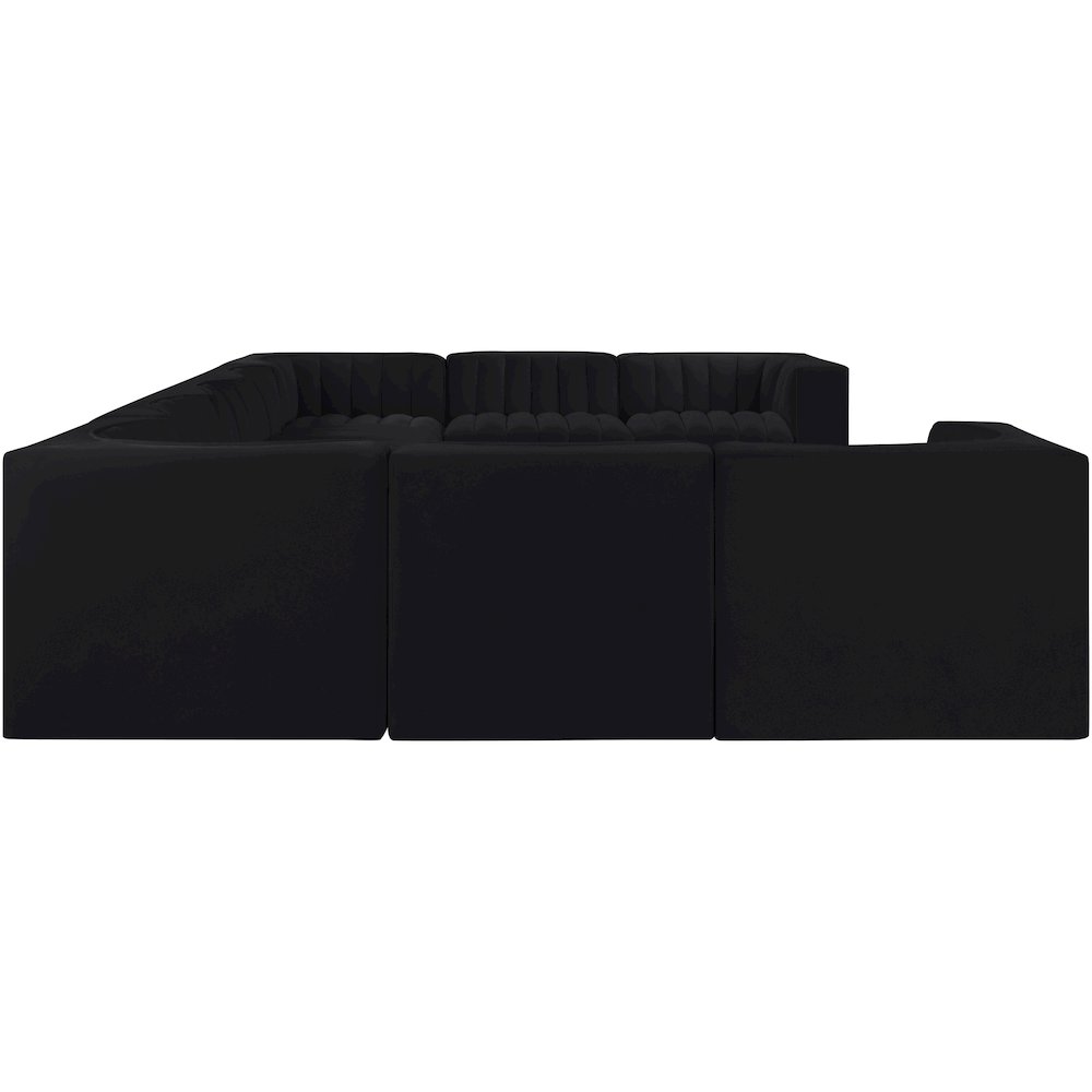 Rummi Black Velvet Performance Fabric Upholstered 9pc. Modular Sectional