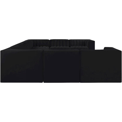 Rummi Black Velvet Performance Fabric Upholstered 9pc. Modular Sectional