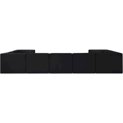 Rummi Black Velvet Performance Fabric Upholstered 9pc. Modular Sectional