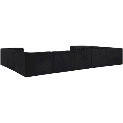 Rummi Black Velvet Performance Fabric Upholstered 9pc. Modular Sectional