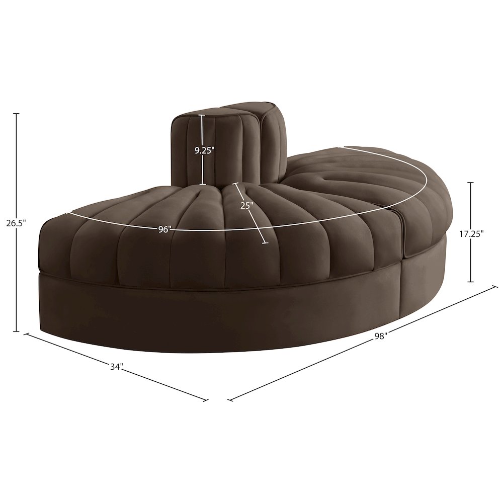 Rummi Brown Velvet Performance Fabric Upholstered 2pc. Modular Loveseat