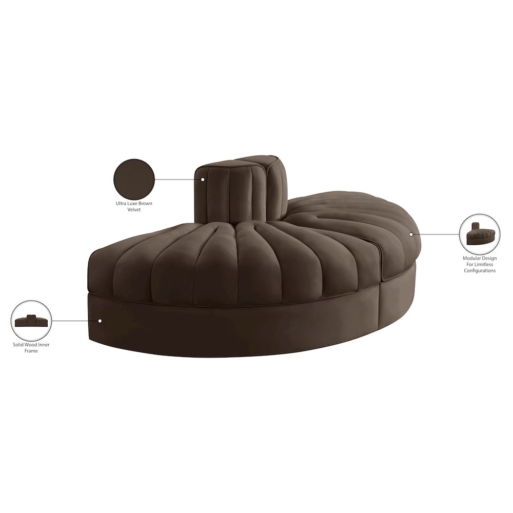 Rummi Brown Velvet Performance Fabric Upholstered 2pc. Modular Loveseat