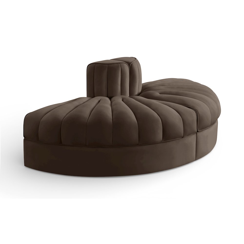 Rummi Brown Velvet Performance Fabric Upholstered 2pc. Modular Loveseat