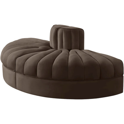 Rummi Brown Velvet Performance Fabric Upholstered 2pc. Modular Loveseat