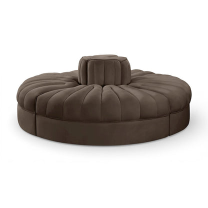 Rummi Brown Velvet Performance Fabric Upholstered 4pc. Modular Sofa