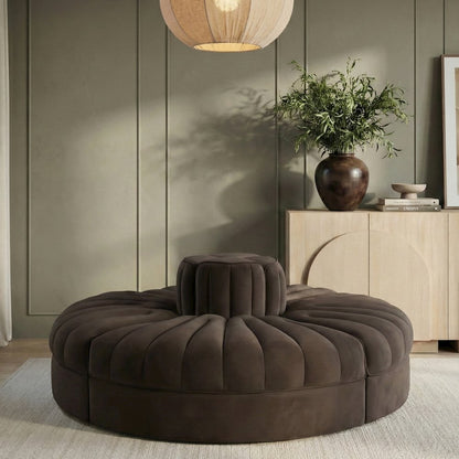 Rummi Brown Velvet Performance Fabric Upholstered 4pc. Modular Sofa
