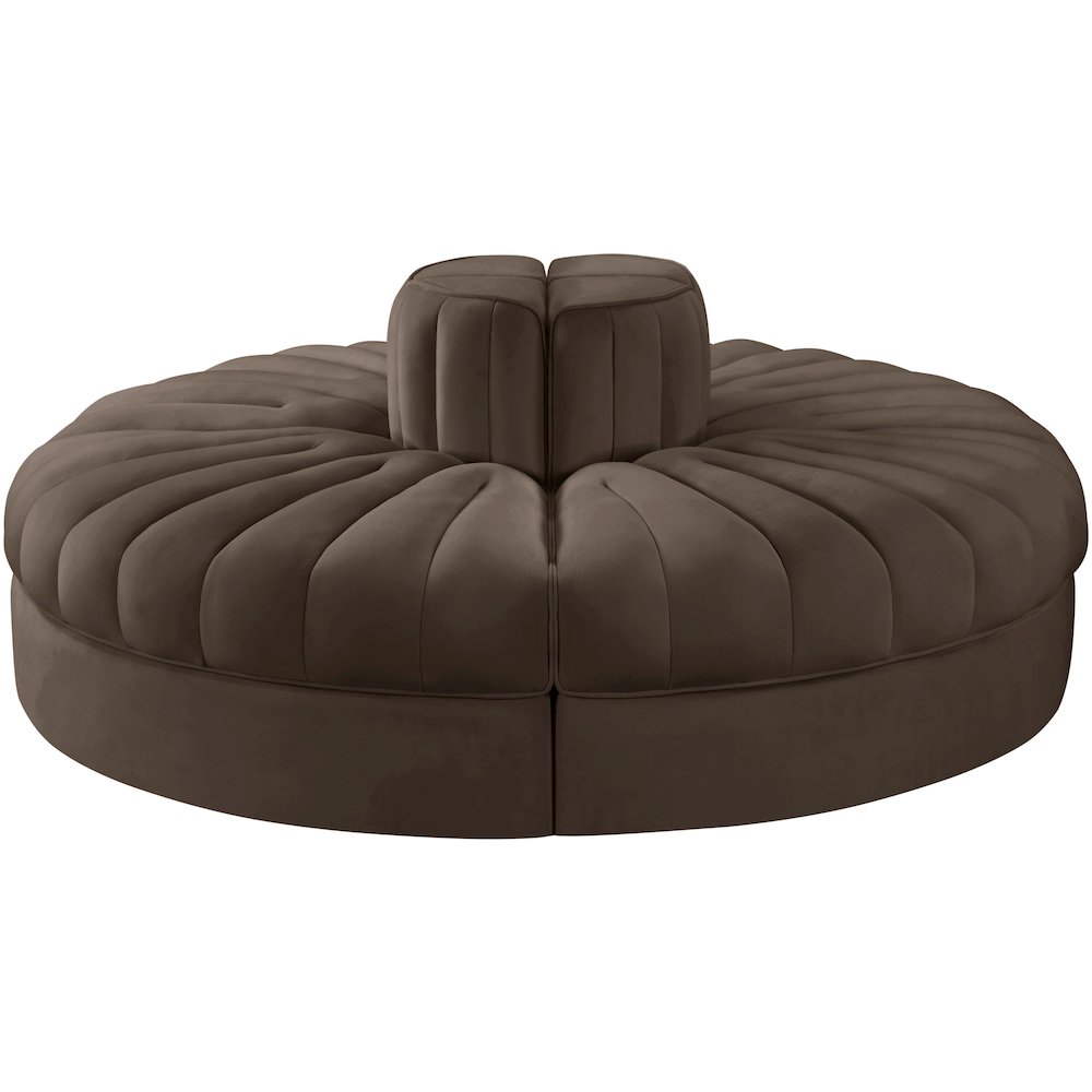 Rummi Brown Velvet Performance Fabric Upholstered 4pc. Modular Sofa